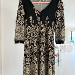 Black Long Sleeve Dress in Cream